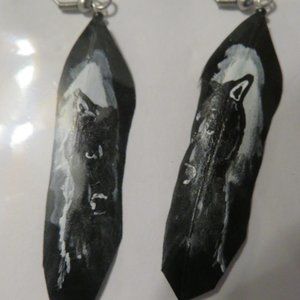 FEATHERED EARRINGS HAND PAINTED